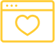 Yellow icon of an open web browser with a heart on the screen