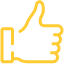 Yellow icon of a hand giving a thumbs up