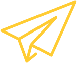 Yellow icon of paper plane